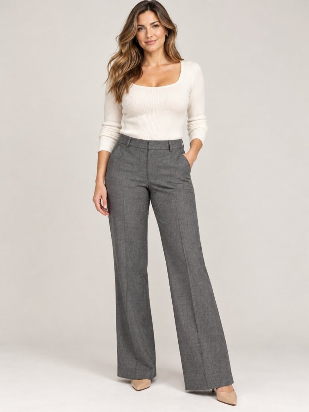 bebe Gray Wide Leg Dress Pants Trousers Smoke Size 10